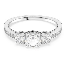 ATTRACT TRILOGY ROUND RING, WHITE, RHODIUM PLATED